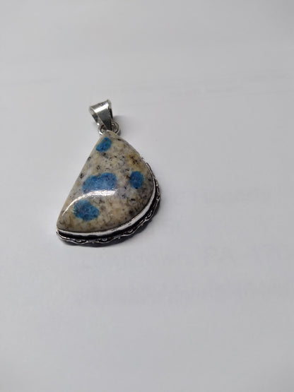 Pendant, Sterling Silver, K2 Stone Half Circle Right