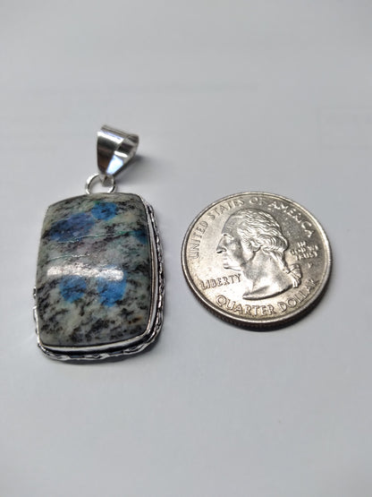 Pendant, Sterling Silver, K2 Stone, Rectangle