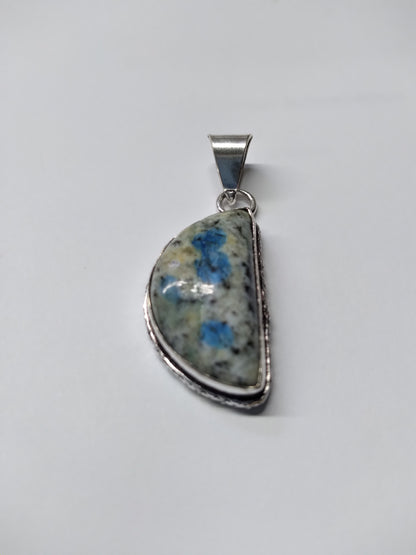 Pendant, Sterling Silver, K2 Stone, Half Circle Left