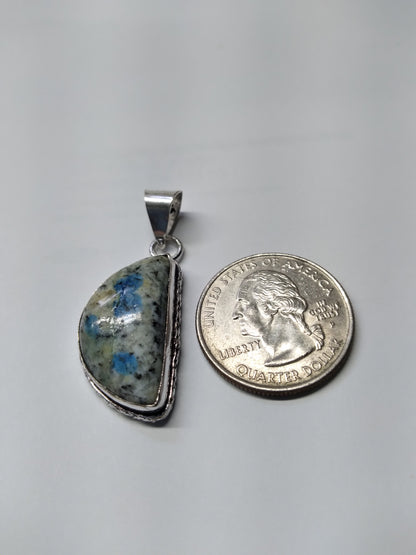 Pendant, Sterling Silver, K2 Stone, Half Circle Left