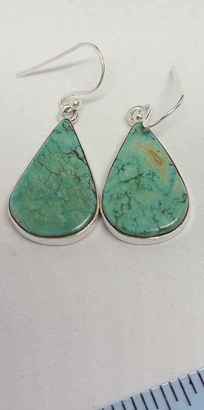 Earrings, Sterling Silver and Turquoise