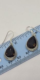 Earrings, Sterling Silver and Smokey Quartz