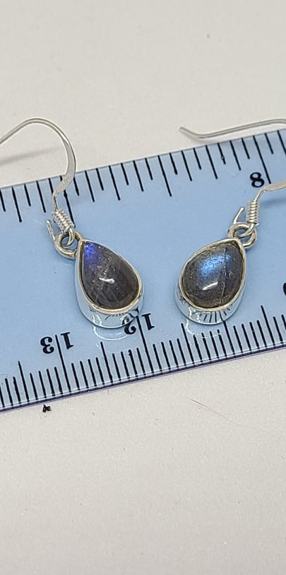 Earrings, Sterling Silver and Labradorite