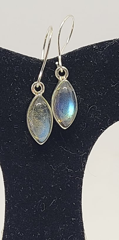 Earrings, Sterling Silver and Labradorite