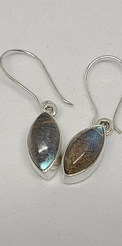 Earrings, Sterling Silver and Labradorite