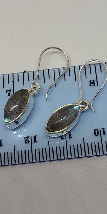 Earrings, Sterling Silver and Labradorite