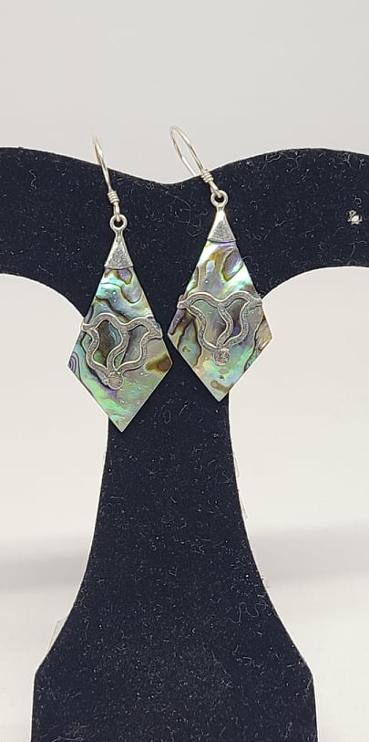 Earrings, Sterling Silver and Mother of Pearl