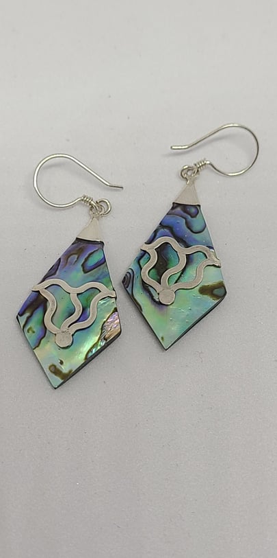 Earrings, Sterling Silver and Mother of Pearl