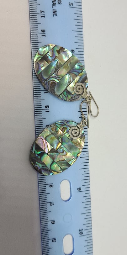 Earrings, Sterling Silver and Mother of Pearl