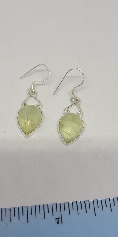 Earrings, Sterling Silver and Prehnite