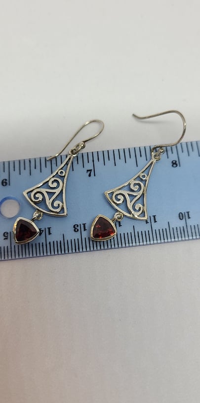 Earrings, Sterling Silver and Baltic Amber