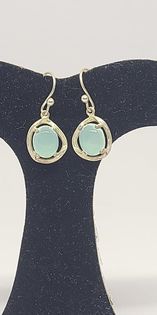 Earrings, Sterling Silver and Chalcedony