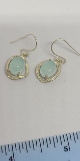 Earrings, Sterling Silver and Chalcedony