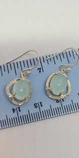 Earrings, Sterling Silver and Chalcedony