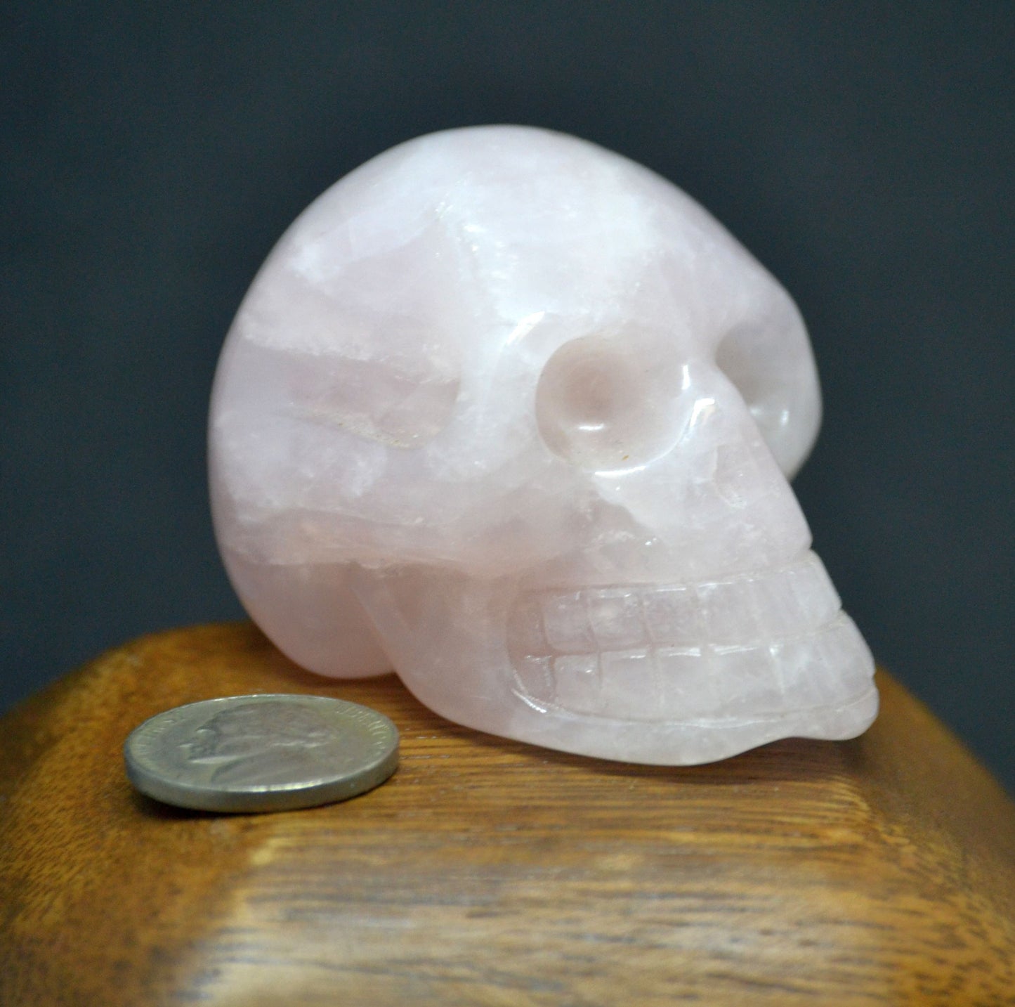 Shaped, Skull 2' rose quartz