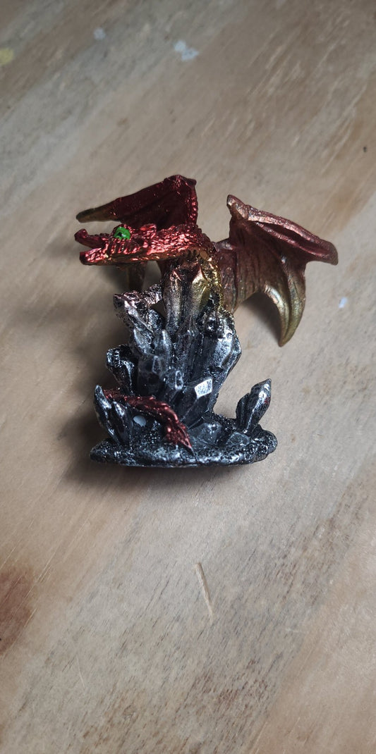 Dragon Figure, Red Dragon on crystals