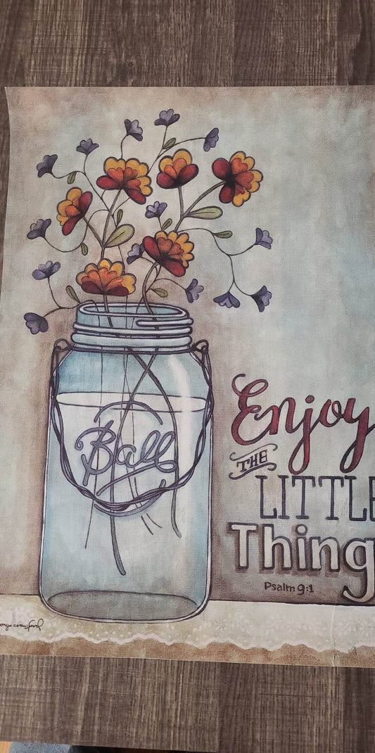 Flower Ball Jar Vase "Enjoy the Little Things" Print