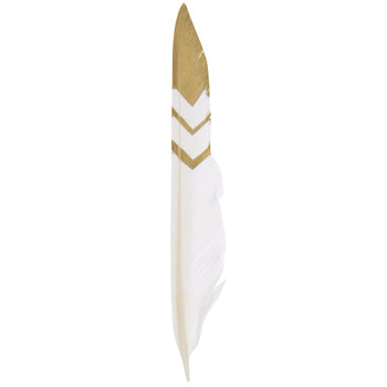 Smudging Feather, Goose White with gold