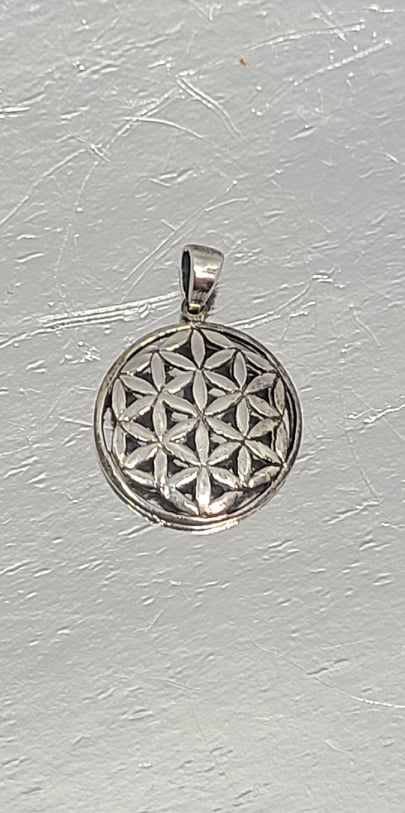 Sterling silver pendant, Flower of Life 20mm