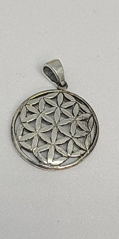 Sterling silver pendant, Flower of Life 20mm