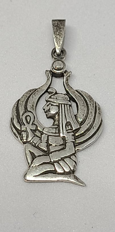 Sterling silver pendant, Egyptian Cleopatra 29mm