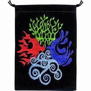 Tarot Bag, 4 Elements Embroidered 5x7