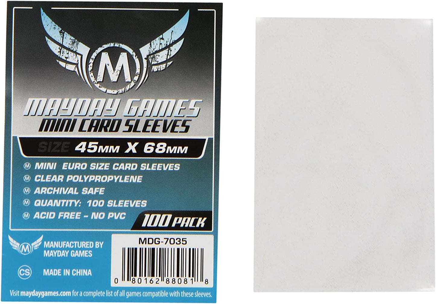 Mayday Games- Mini Euro Card Sleeves 45mmx68mm (100)