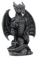 Dragon Statue, with Skull 4"