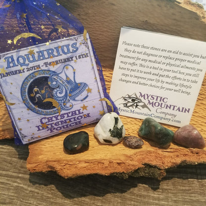 Crystal intention Pouch, Zodiac, Aquarius