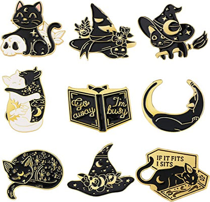 Enameled Pins - Collection of Black Cats