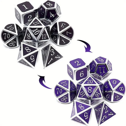 Dice Sets, Solid Metal Color Change 7 Piece Set (temperature)