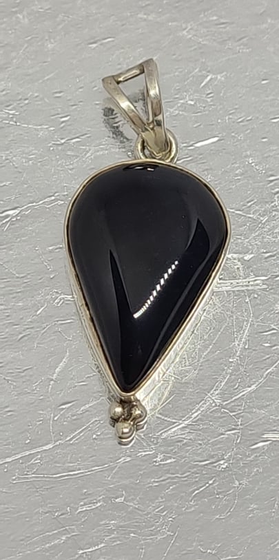 Necklace, Sterling Silver with Black Onyx
