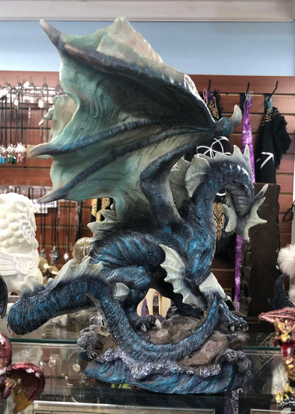 Large Blue Dragon Statue-  Large Blue Hyperion Water Behemoth Dragon