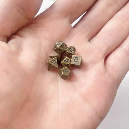 Dice Sets, Mini and Micro Solid Metal Polyhedron 7 Piece Sets