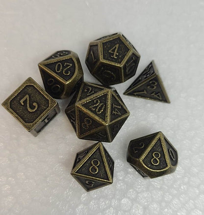 Dice Sets, Solid Metal Polyhedron 7 Piece Set