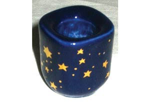Chime Candle Holder, Cobalt Blue with Gold Stars