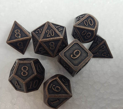 Dice Sets, Solid Metal Polyhedron 7 Piece Set