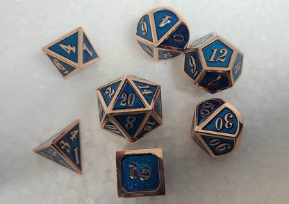 Dice Sets, Metal and Enamel Polyhedron 7 Piece Set