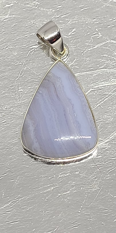 Necklace, Sterling Silver with Blue Lace Agate