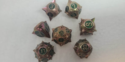 Dice Sets, Spikey Metal Polyhedron 7 Piece Set