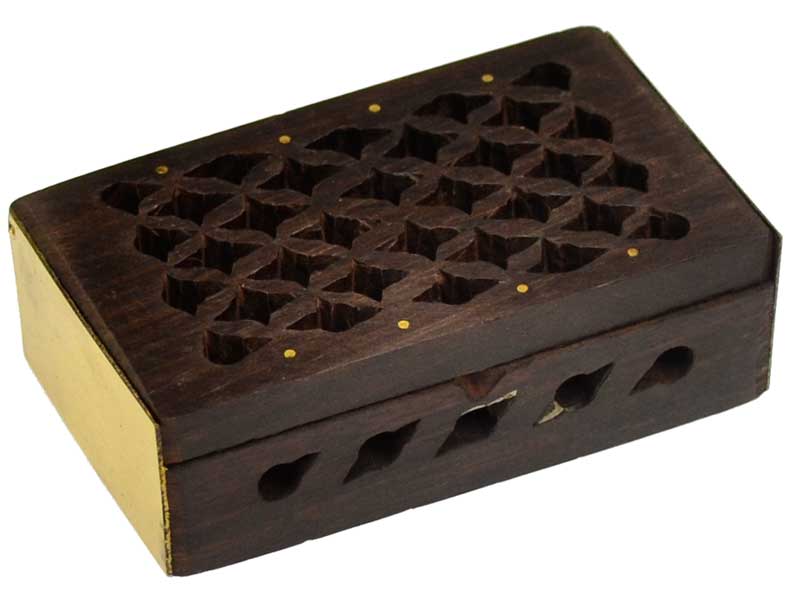 Box, Resin Storage Rosewood Filigree with Brass Plate and Inlay