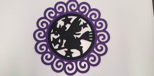Wall hanging - Black and Purple Felt Witch
