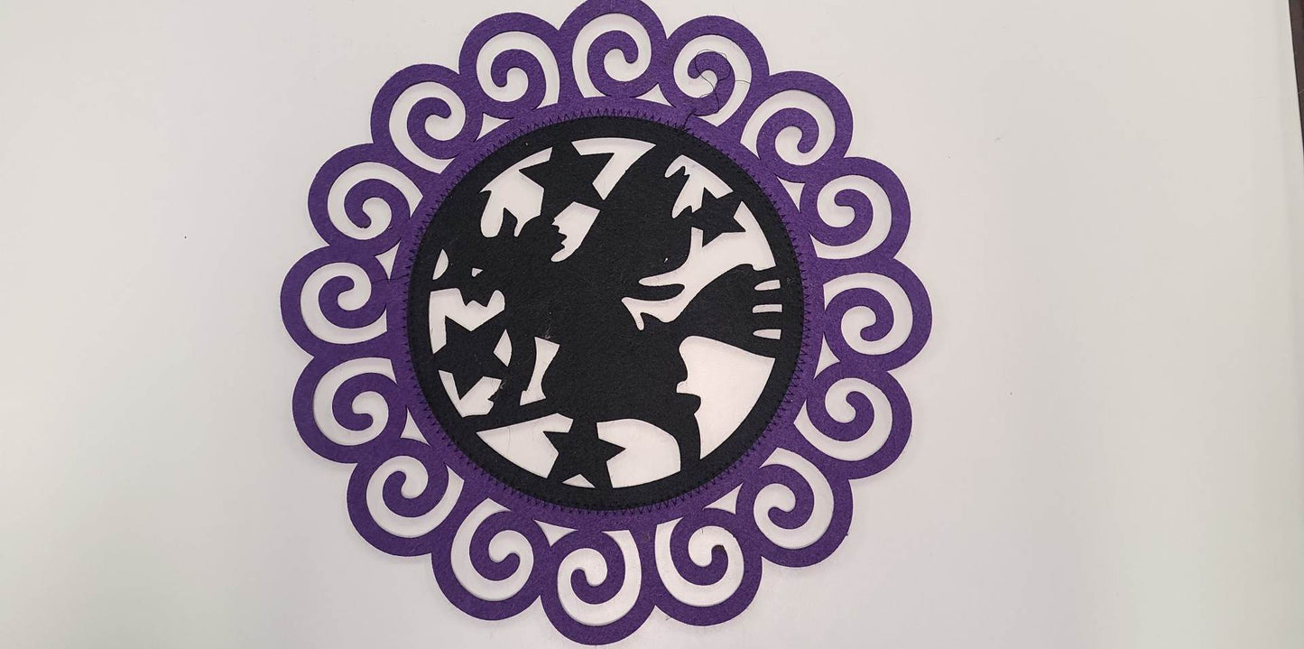 Wall hanging - Black and Purple Felt Witch