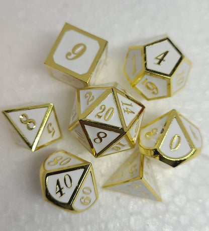 Dice Sets, Metal and Enamel Polyhedron 7 Piece Set