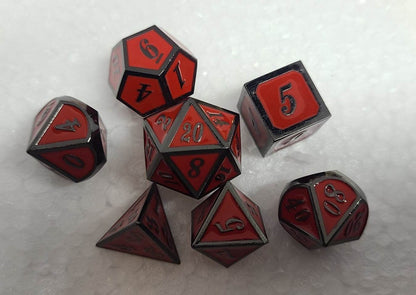 Dice Sets, Metal and Enamel Polyhedron 7 Piece Set