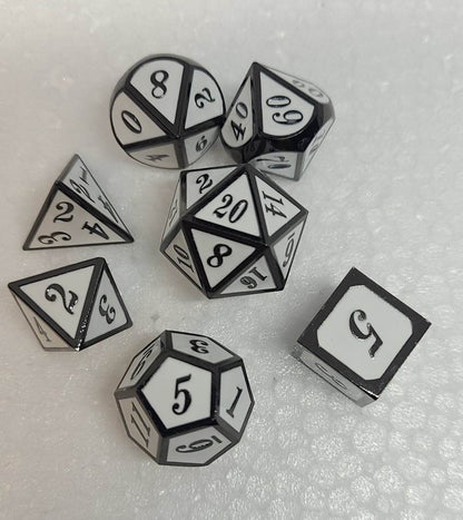 Dice Sets, Metal and Enamel Polyhedron 7 Piece Set