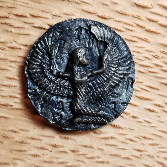 Egyptian Coin, Goddess Isis, Black and Gold