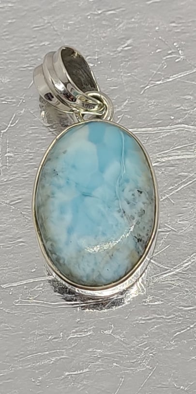 Necklace, Sterling Silver with Larimar