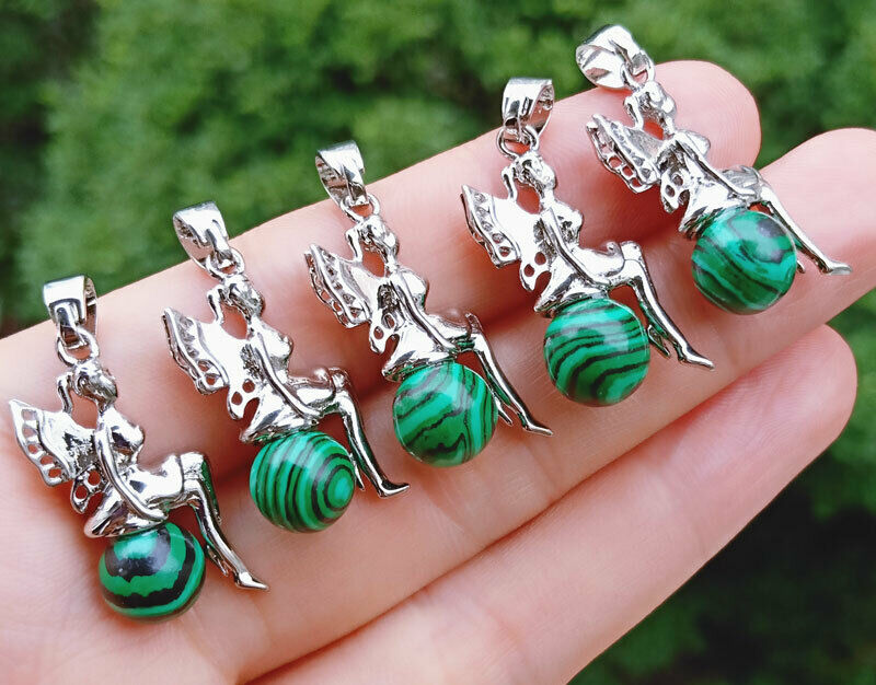 Gemstone Pendant Fairy on Gemstone ball Moon Dragon