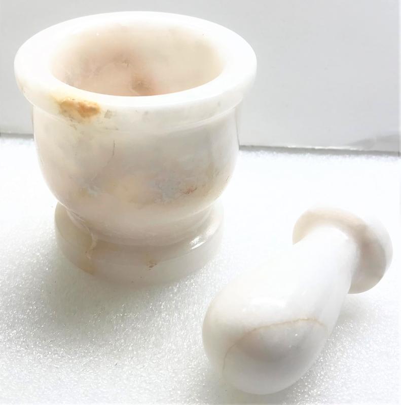 Mortar and Pestle, White Marble 2 1/2"